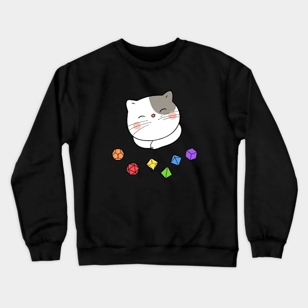 Colorful Dice with Cute Cat Crewneck Sweatshirt by pixeptional